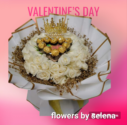 Bouquet of roses with chocolate shaped heart  