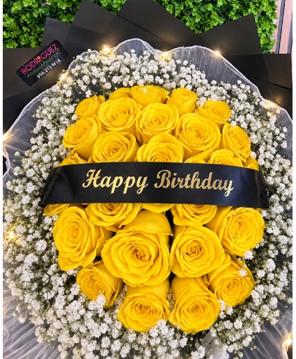 Bouquet of 25 roses with baby breath and a ribbon *Ribbon message can be modified add desired message under special instructions