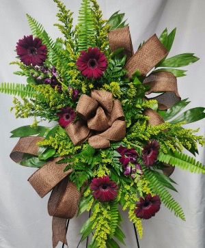 BOW OF BURGUNDY STANDING SPRAY