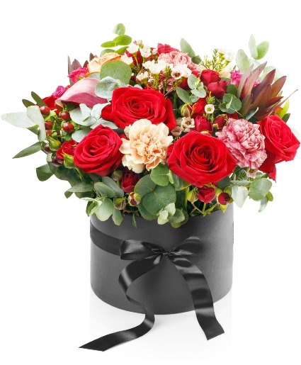 Red Roses black flowerbox  