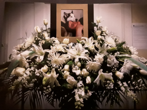 Boy and his dog Fresh funeral spray