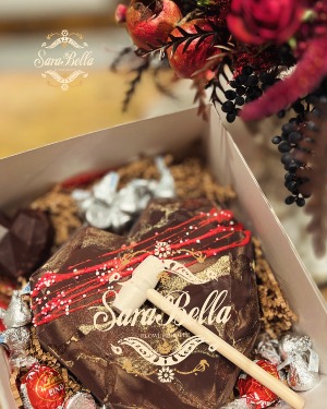Breakable Chocolate Heart with Flower arrangement 