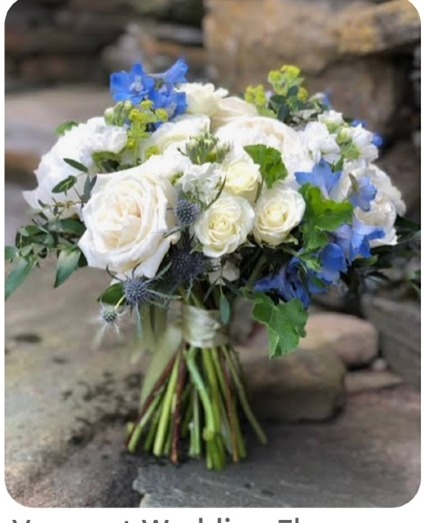 BRIDAL BOUQUET TOUCH OF BLUE HAND TIED BOUQUET