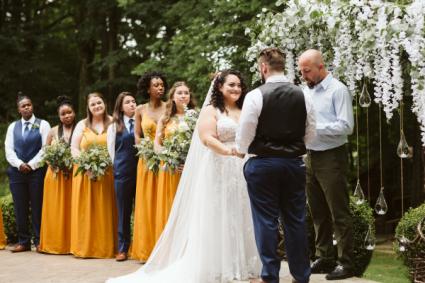 Bridal Party and Arch at Grand Barn  