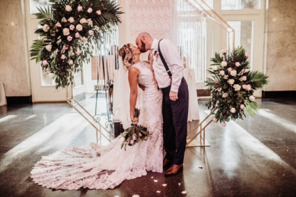 Brides  of roses and eucalyptus w/matching Arbor