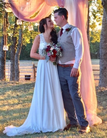 Bride's roses/ and viking poms