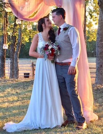 Bride's roses/ and viking poms