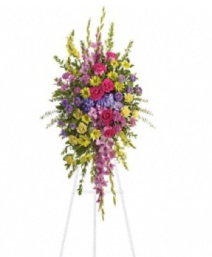 Bright and Beautiful Spray        T249-3A Funeral Standing Spray