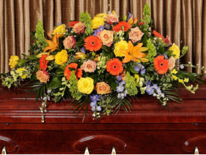 Bright and Soulful Casket Spray FS-990 Half Open Casket 