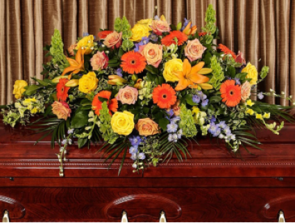 Bright and Soulful Casket Spray FS-990 Half Open Casket 