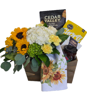 Bright as Sunshine Gourmet and Flower Basket
