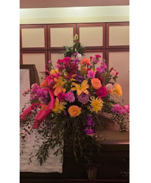 Bright & Beautiful Casket arrangement Sympathy