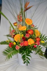 Bright colorful sympathy arrangement  Sympathy basket