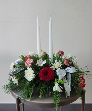 Bright Light Holiday Centerpiece #2 Fresh arrangement