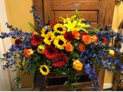 Bright Mix with Sunflowers  Casket Spray 