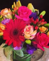 Bright Mixed Gerbera Cube Birthday
