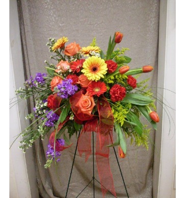 Bright Standing spray Funeral Arrangement in Hampstead, NC | Surf City Florist