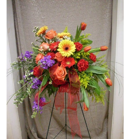 Bright Standing spray Funeral Arrangement