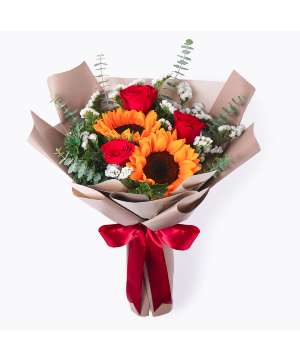 Bright sunflowers & roses  Bouquet