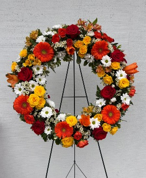 Bright Sunset Funeral Wreath Mixed Wreath