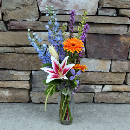 Bright Trio Vase Garden Flowers