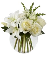 Bright White Bowl Vase Arrangment