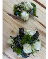 Bright White Corsage & Boutinierre set Prom Flowers