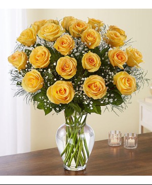 Bright Yellow Roses Vase 
