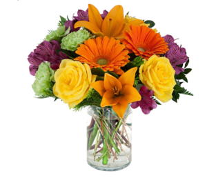 Brighten up your day bouquet one sided orientation Vase 