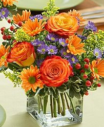 Brighten Your Day Bouquet Fresh flowers in a cubed container