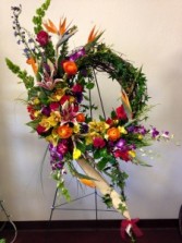 Brilliant tropical birds of Paradise Wreath  