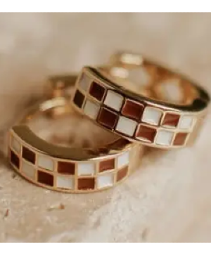 Brown and White Checkered Hoops 