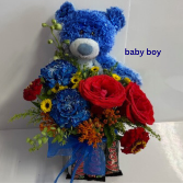 Buckets Baby Boy Flowers and Chocolate