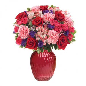 BUDDING ROMANCE RED AND PINK FLOWERS