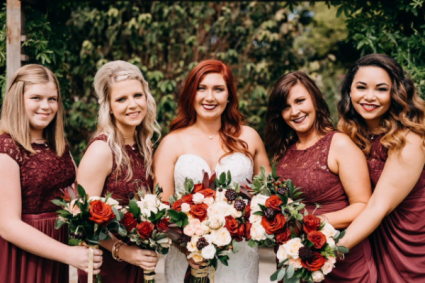 Burgandy and Gold Guilded Party Hand Tied Bouquet 