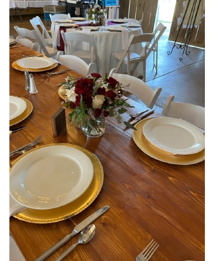 Burgundy and Roses Wedding Centerpiece
