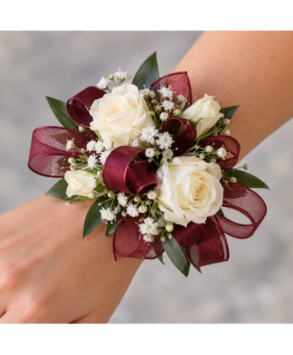 Burgundy Bliss Wrist Corsage 