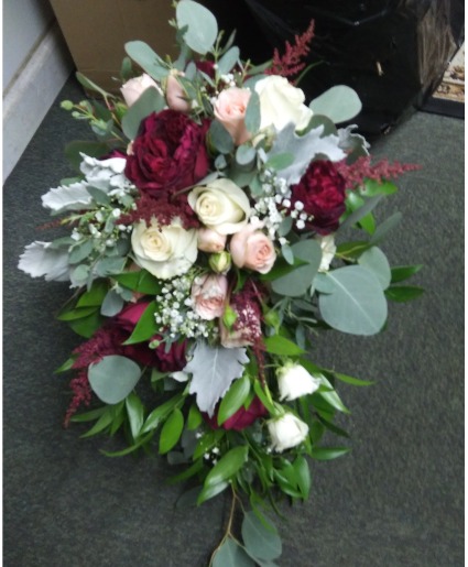 Burgundy Cascade Bridal Bouquet 