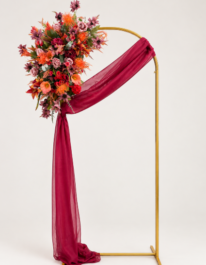 Burgundy Draped Floral Arch (Rental Item)