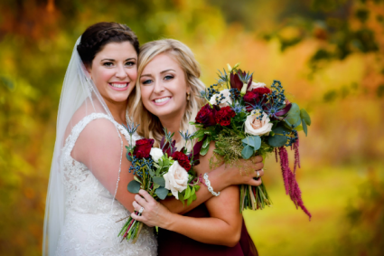 Burgundy & Navy Bouquets Wedding