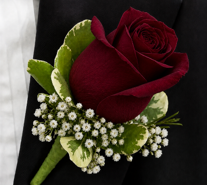 Burgundy Velvet Boutonnière 