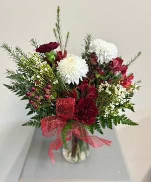 Burgundy & White  Christmas Arrangement