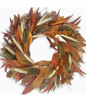 Burnt Orange Autumn Wreath Dried Florals