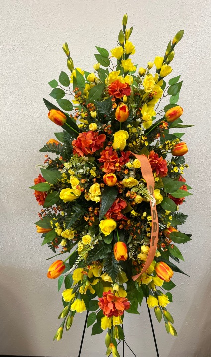 Burnt Orange Bloom Silk Easel Spray