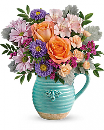 Busy Bee Pitcher  Vase Arrangement