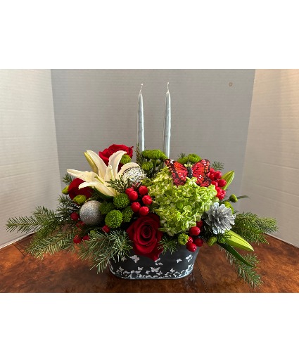 Butterfly Christmas Metal container