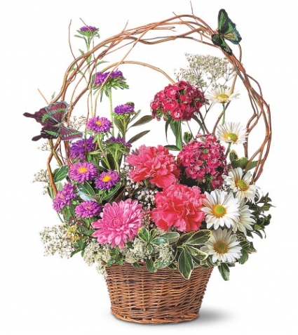 Butterfly Garden Basket Fresh flowers artfully arranged.