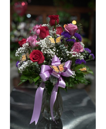 Butterfly Garden Rose Arrangement 