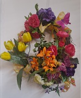 BUTTERFLY GARDEN  SILK WREATH 