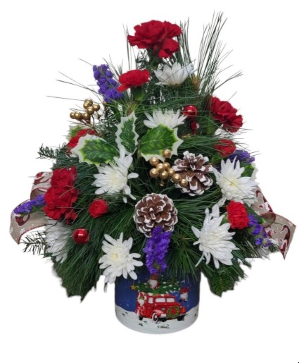Gnome for the Holidays FHFC-3-2024 Fresh Flower Arrangement (Local Delivery Area Only)